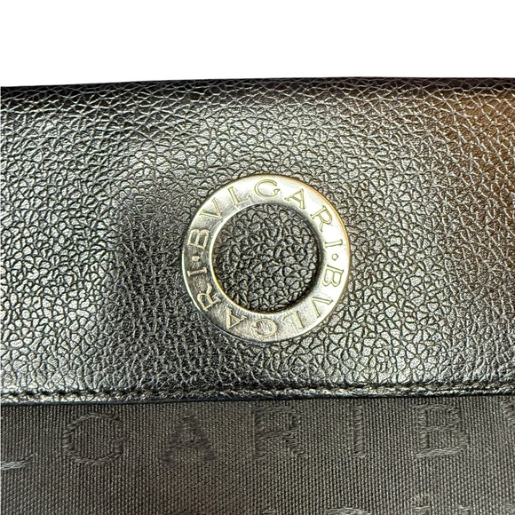 Bulgari Black Leather and Canvas Long Wallet - Picture 3 of 10